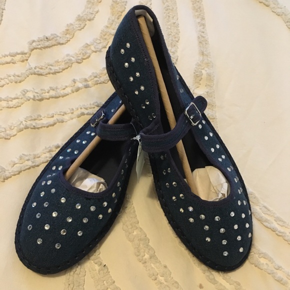 Aerie Blue Mary Jane Flats with Silver Accents - Picture 4 of 11